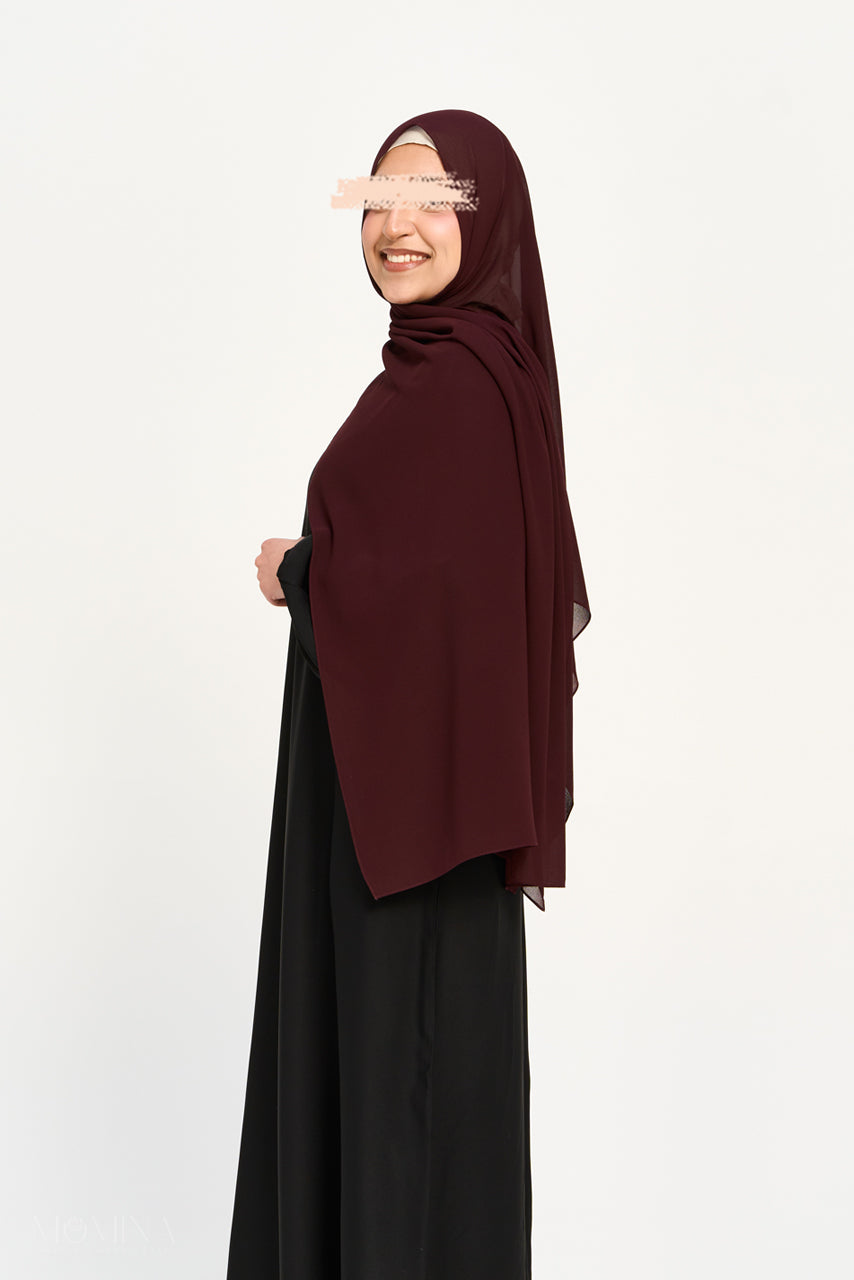Hijab Mousseline Premium - Prune