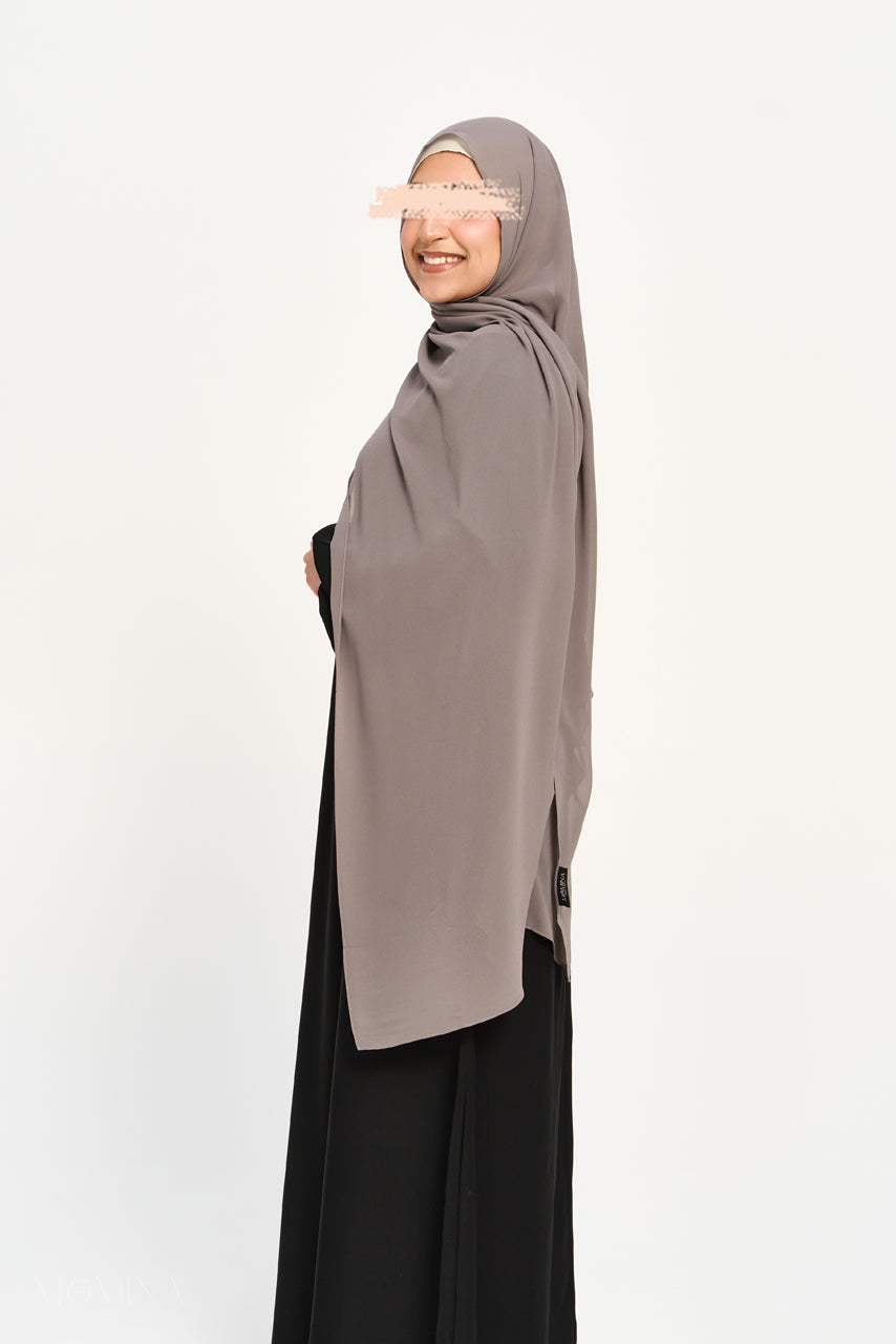 Hijab Mousseline Premium - Gris Rouille