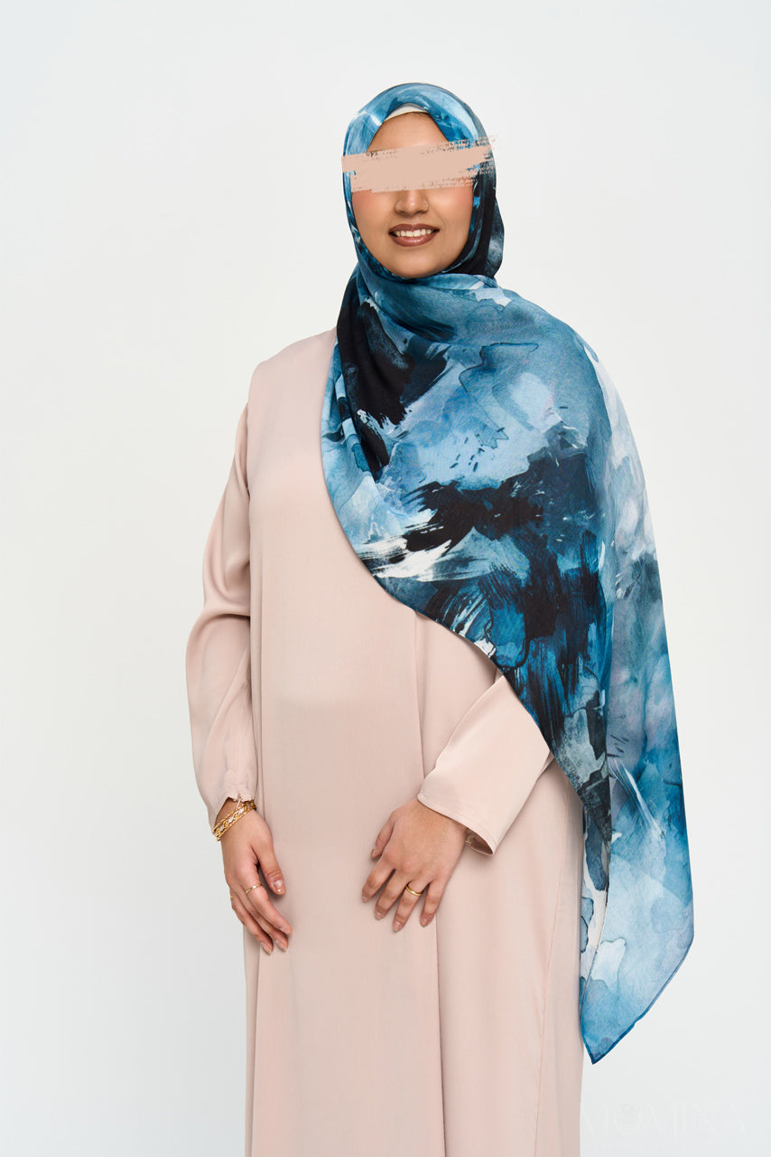 Printed Modal Hijab - Blue Cascade