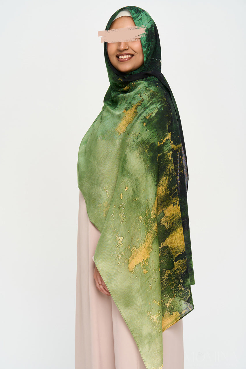 Printed Modal Hijab - Gold Foil