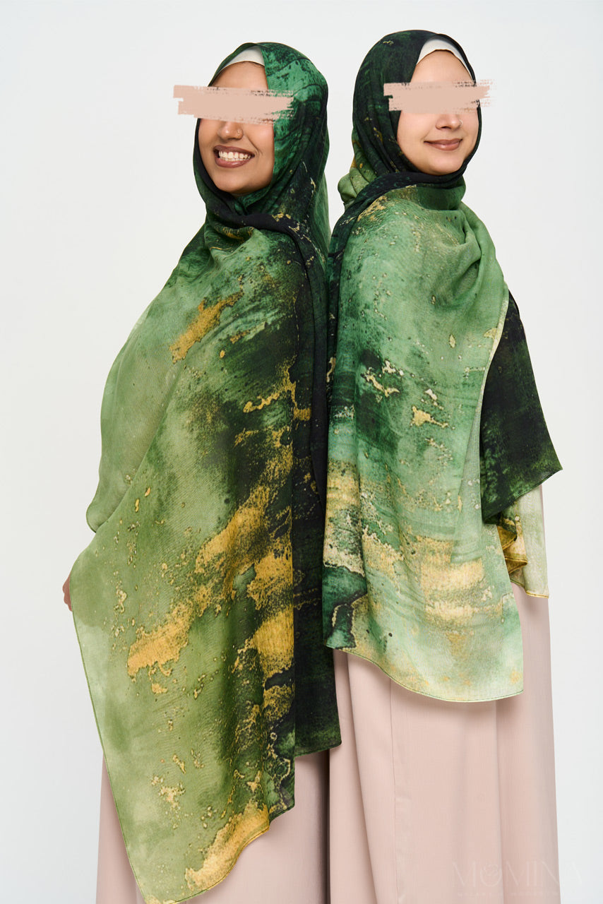 Printed Modal Hijab - Gold Foil