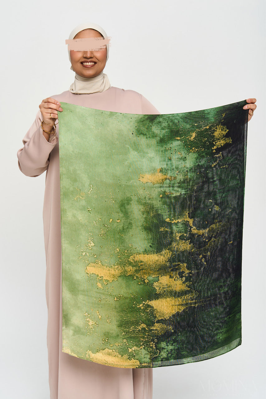 Printed Modal Hijab - Gold Foil