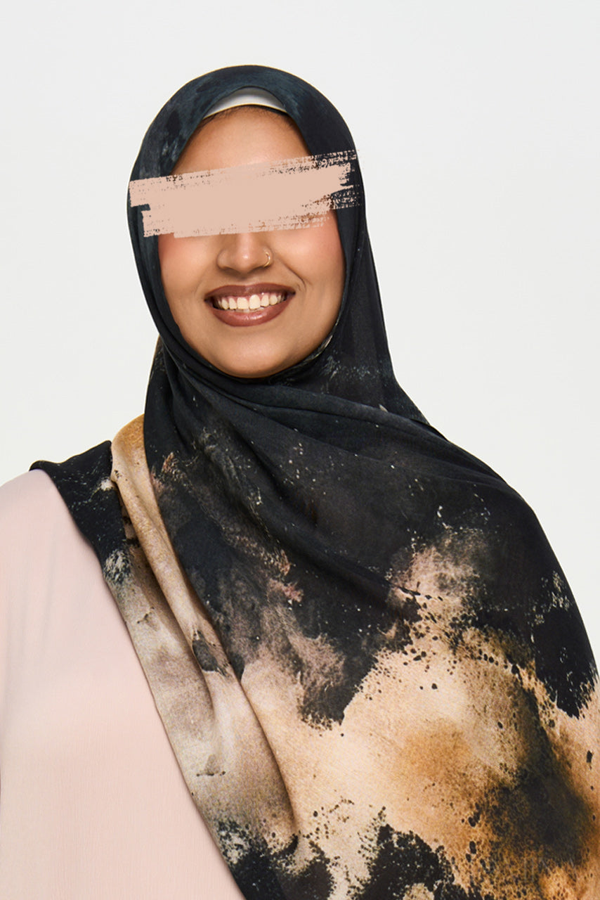 Printed Modal Hijab - Golden Eclipse