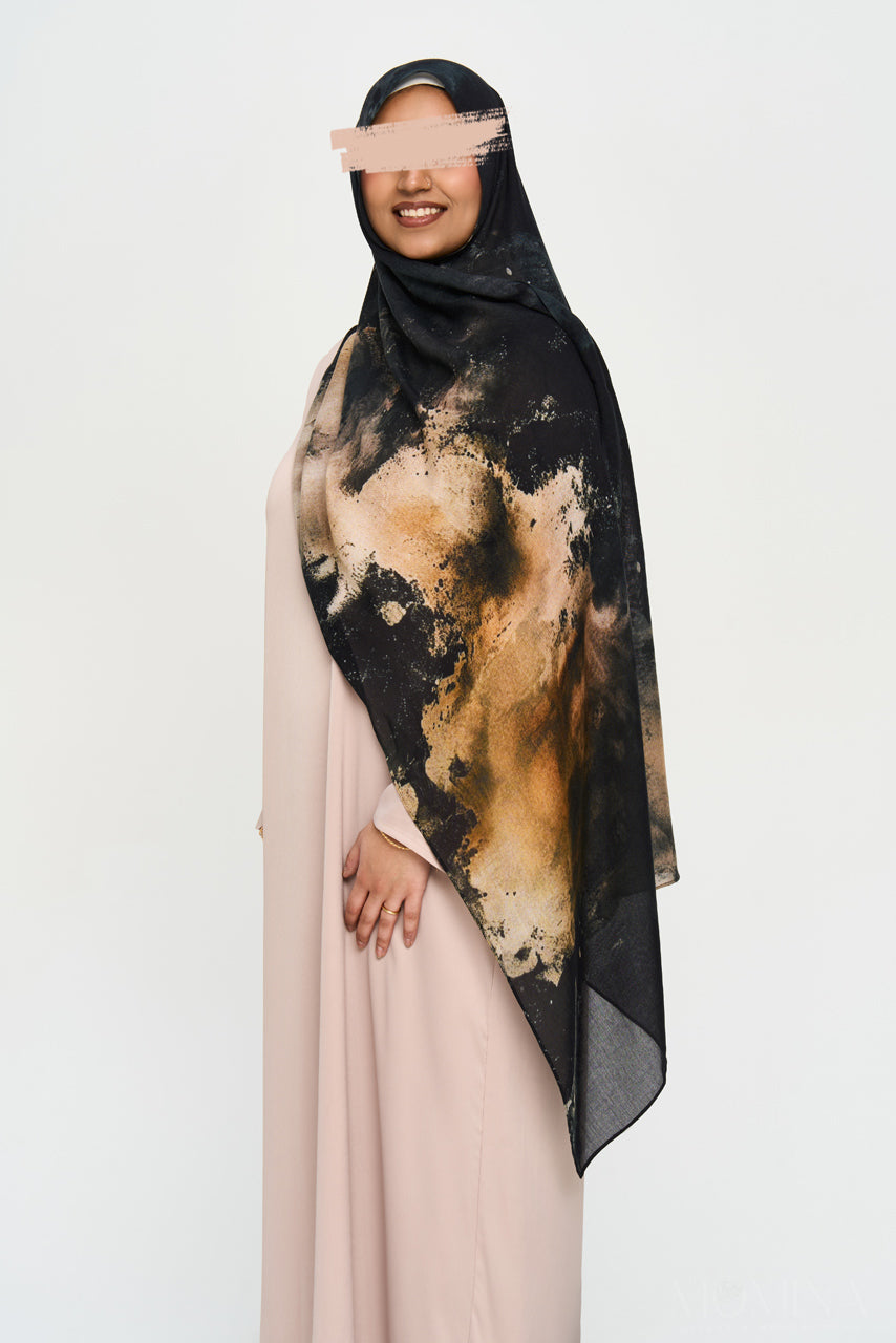 Printed Modal Hijab - Golden Eclipse