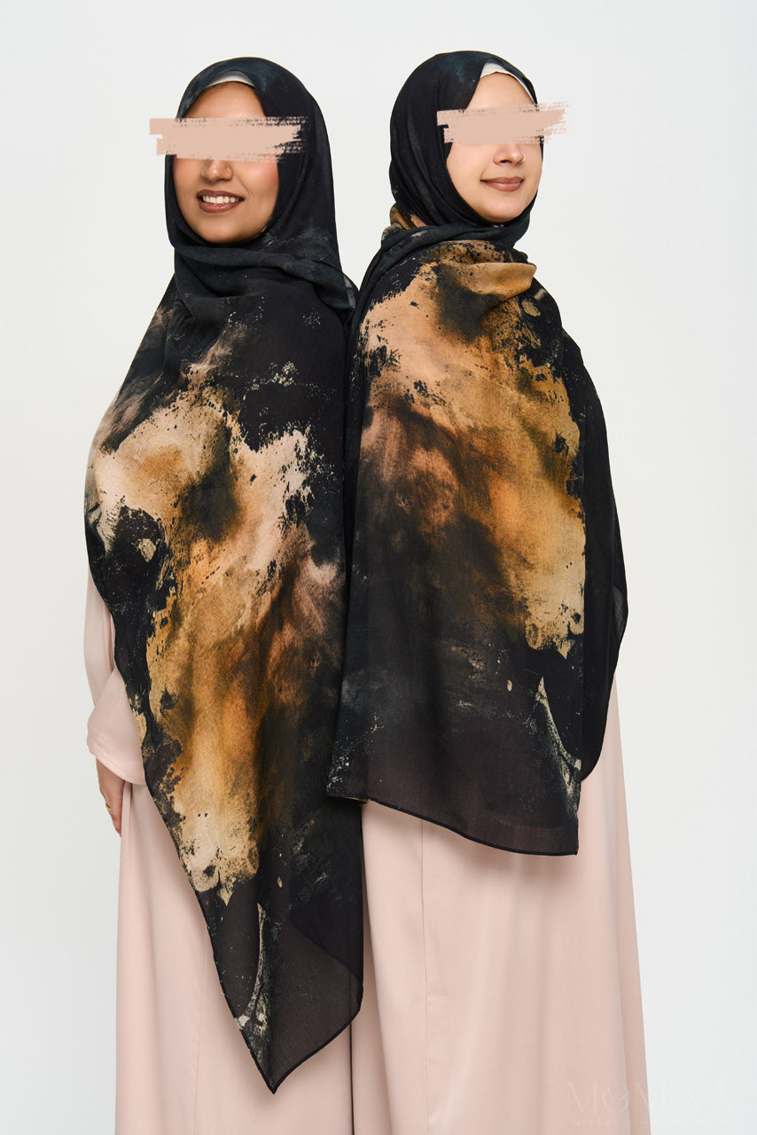 Printed Modal Hijab - Golden Eclipse