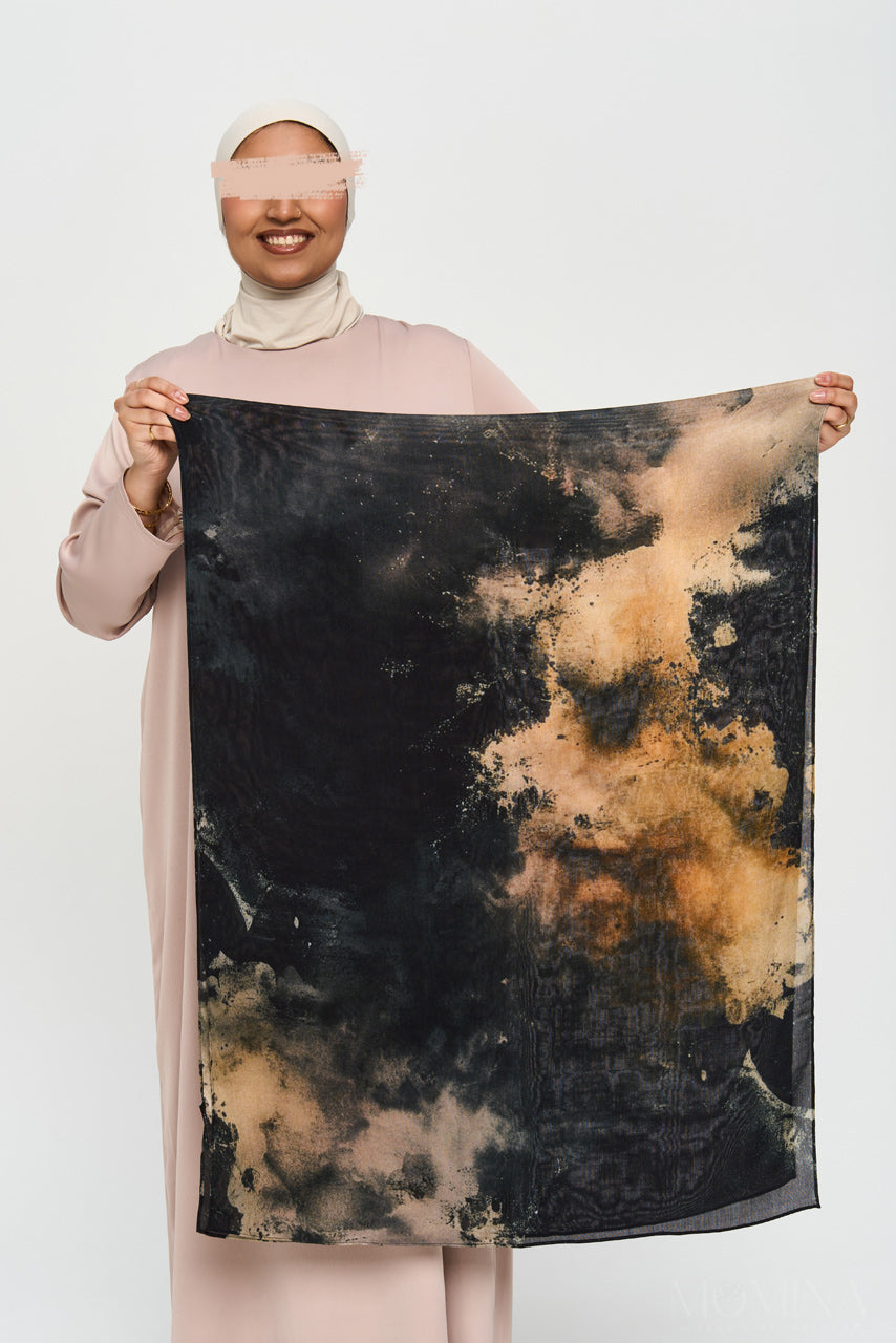 Printed Modal Hijab - Golden Eclipse