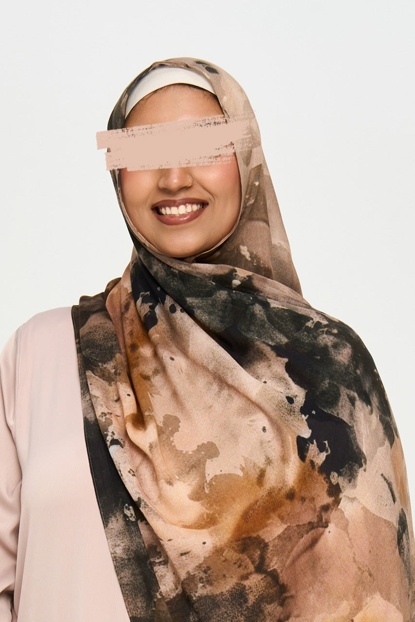 Printed Modal Hijab - Iced Mocha