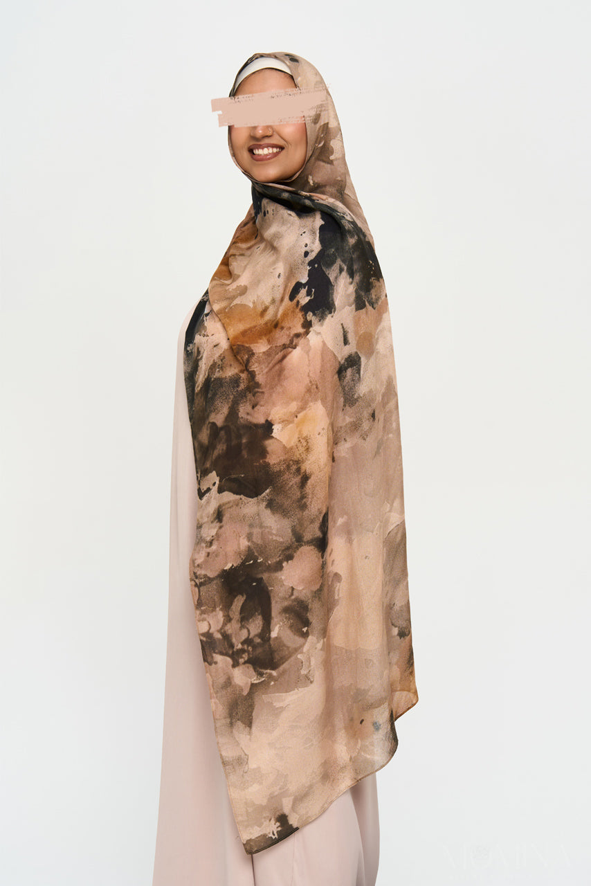 Printed Modal Hijab - Iced Mocha