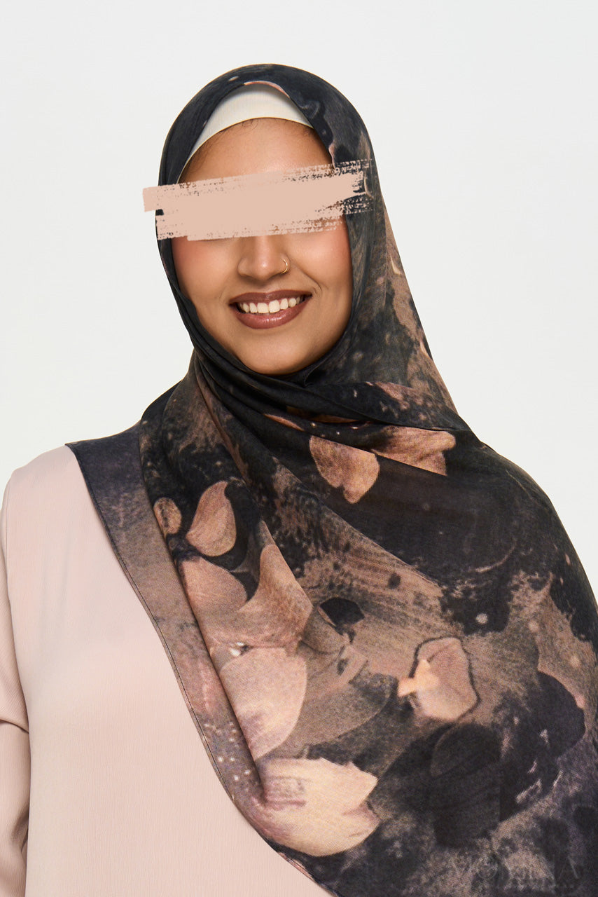 Printed Modal Hijab - Midnight Bloom