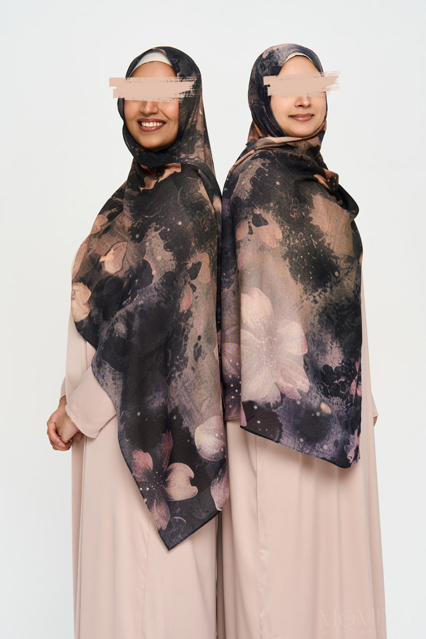 Printed Modal Hijab - Midnight Bloom