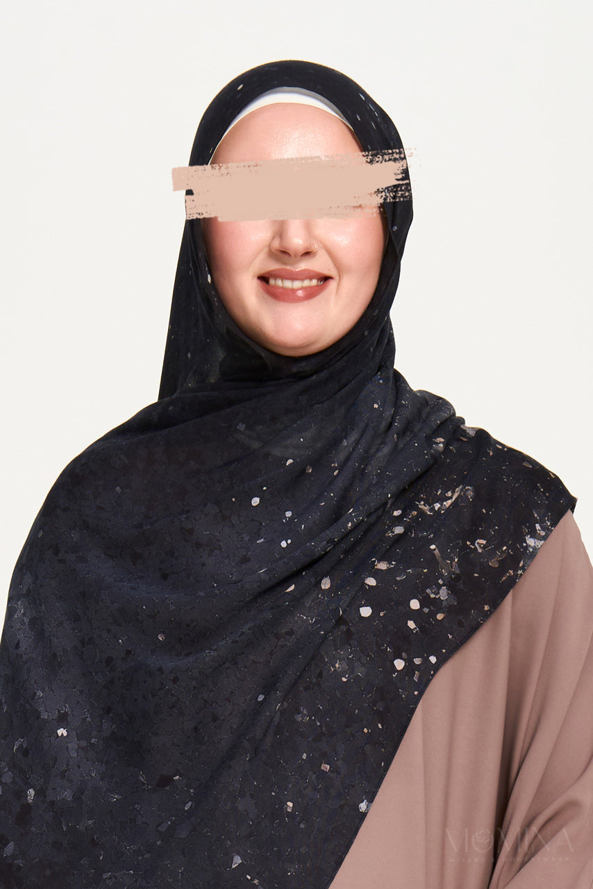 Printed Modal Hijab - Midnight Flora