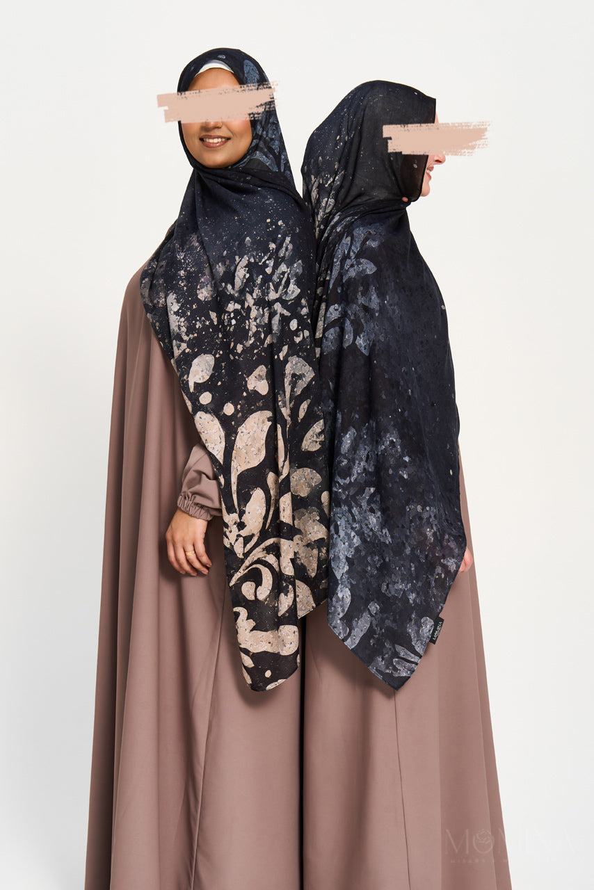 Printed Modal Hijab - Midnight Flora