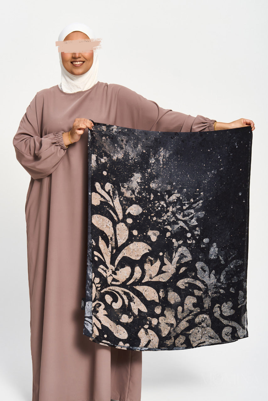 Printed Modal Hijab - Midnight Flora