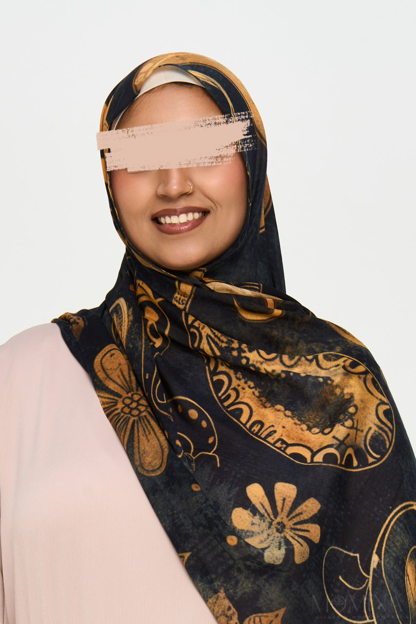 Printed Modal Hijab - Midnight Paisley