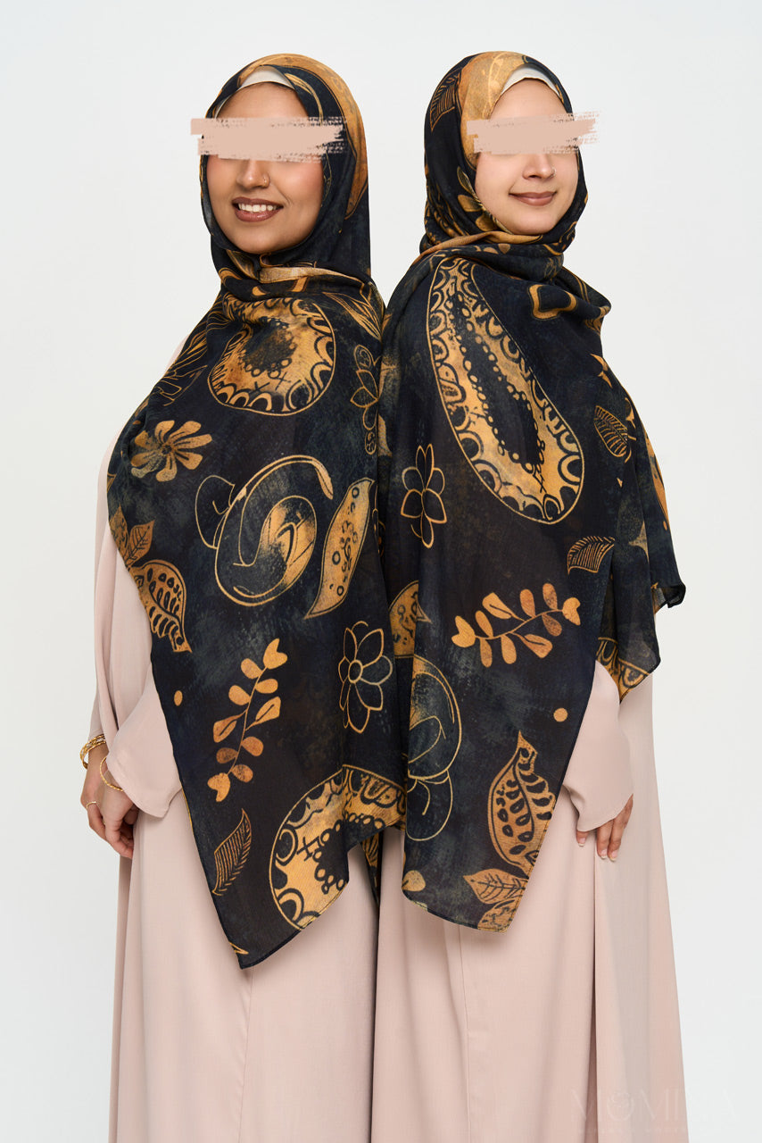 Printed Modal Hijab - Midnight Paisley