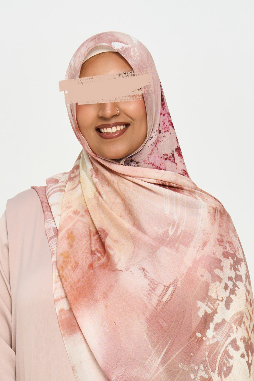 Printed Modal Hijab - Pink Salt