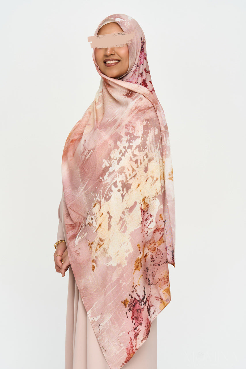 Printed Modal Hijab - Pink Salt