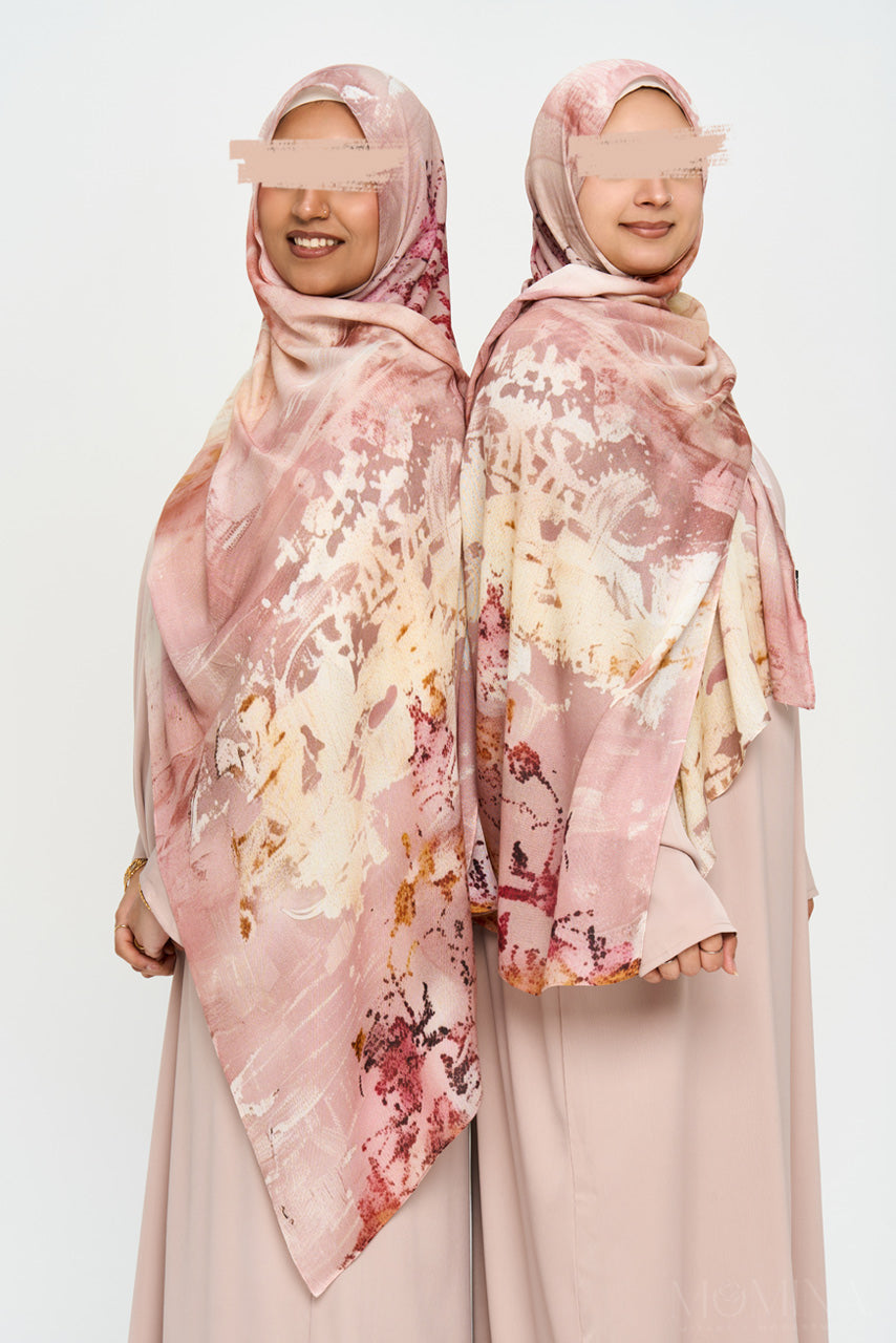 Printed Modal Hijab - Pink Salt