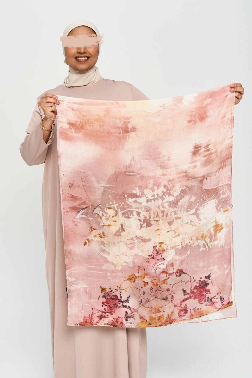 Printed Modal Hijab - Pink Salt