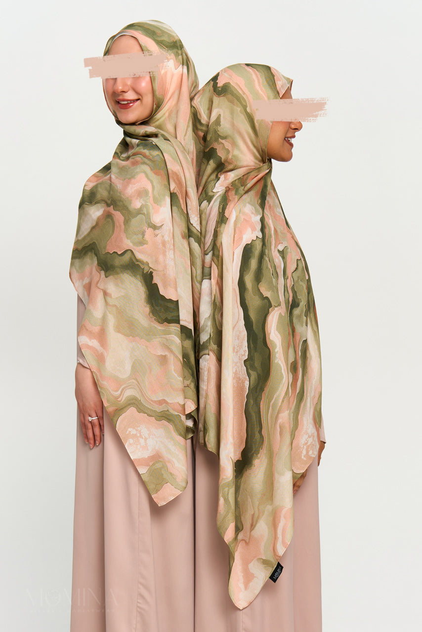 Printed Modal Hijab - Sage Marble