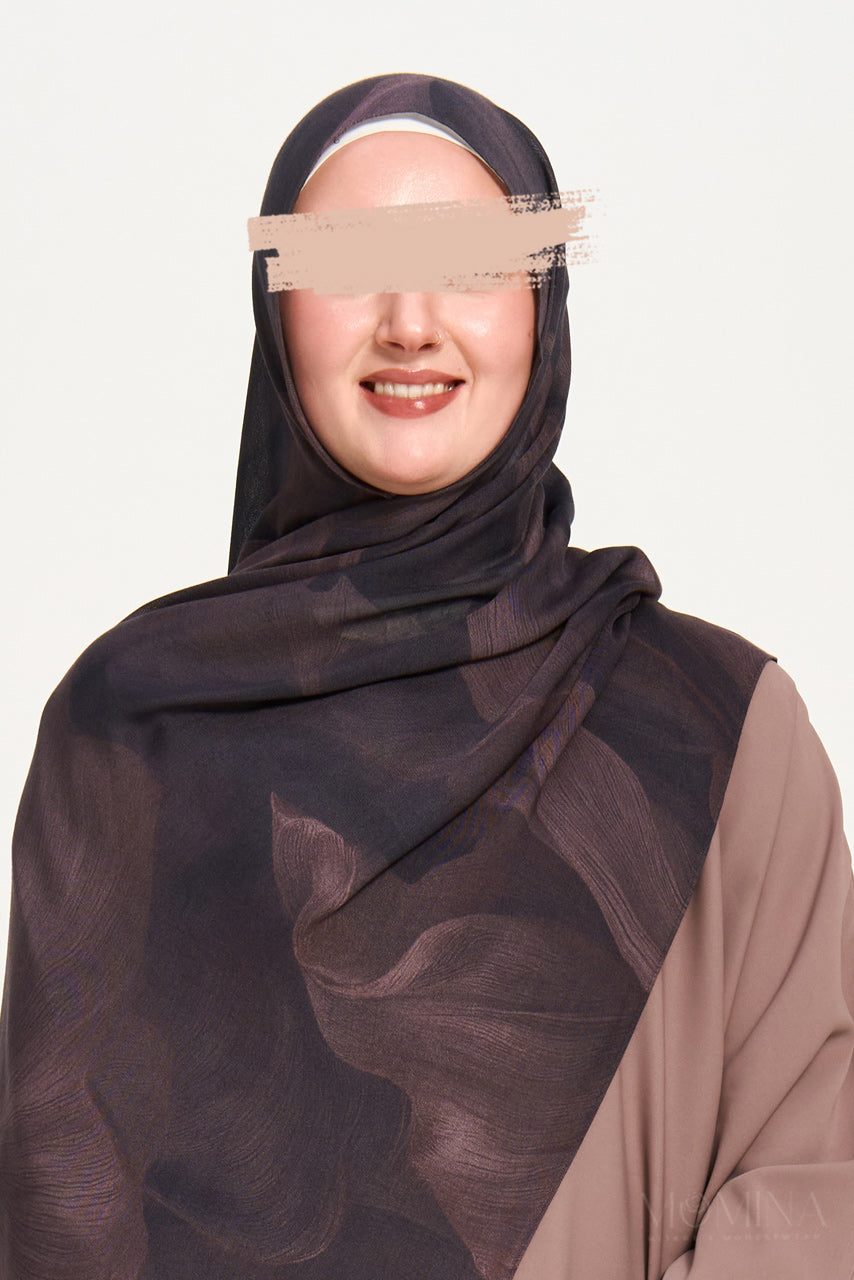 Printed Modal Hijab - Velvet Mocha