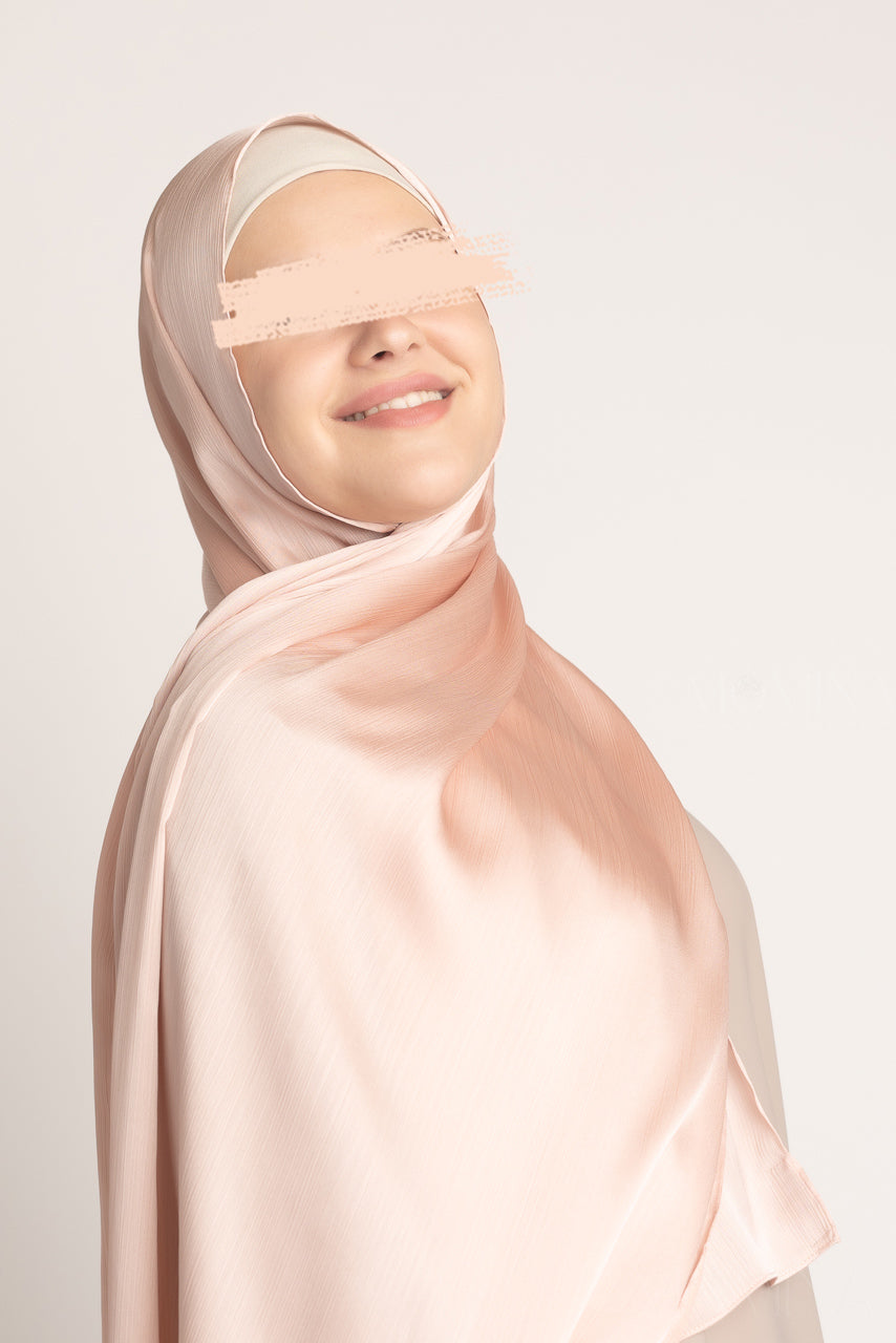 Silk Satin Crinkle Hijab - Rosewater