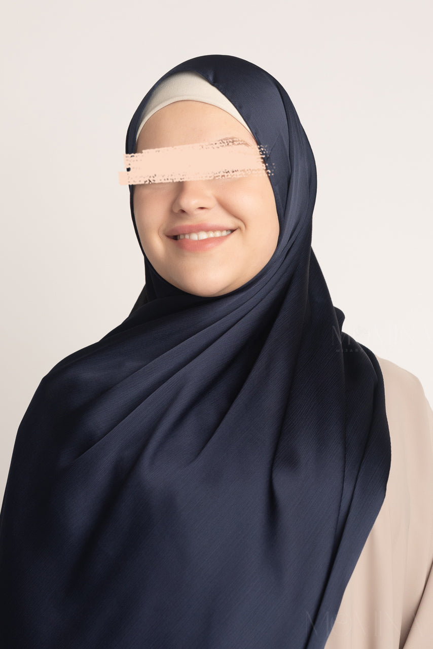 Satin Crinkle Hijab - Royal Blue