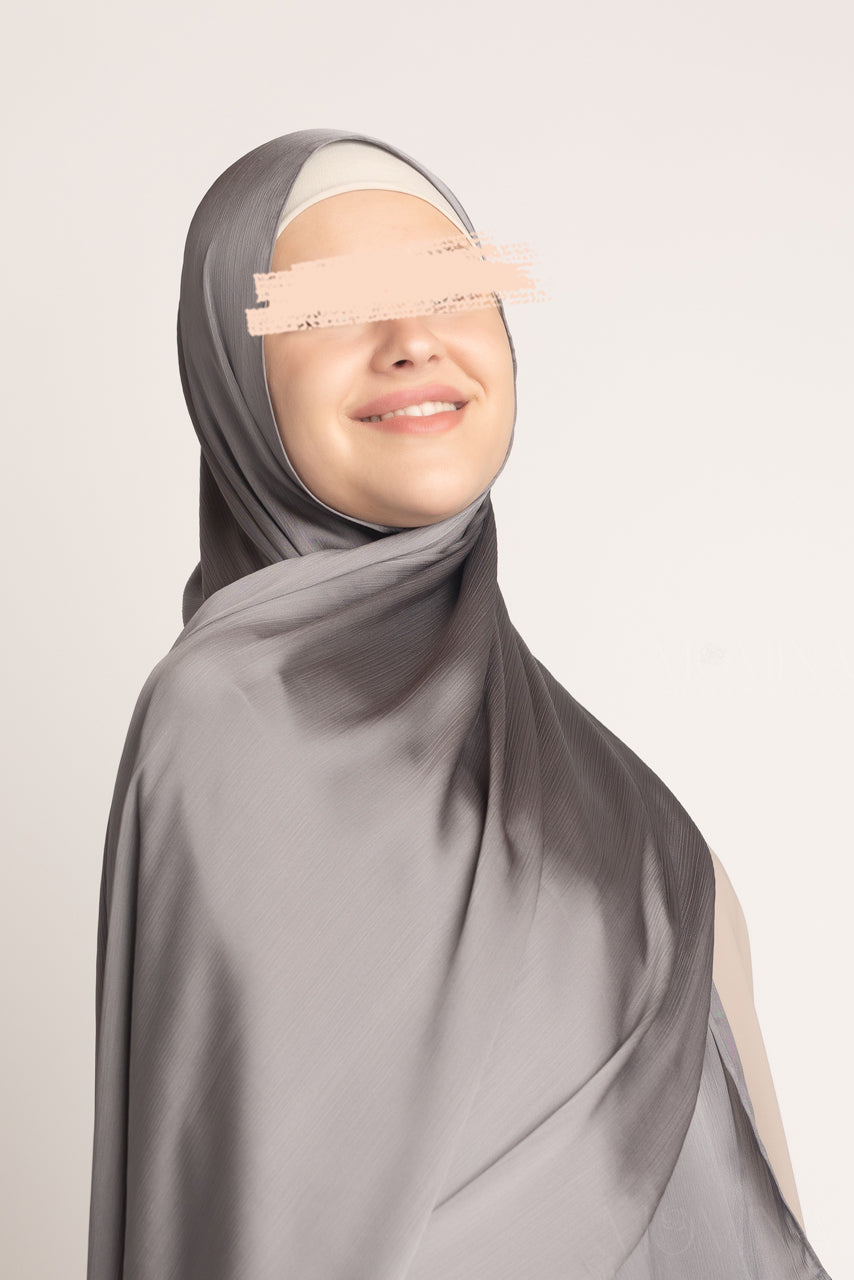 Satin Crinkle Hijab - Silver Gray