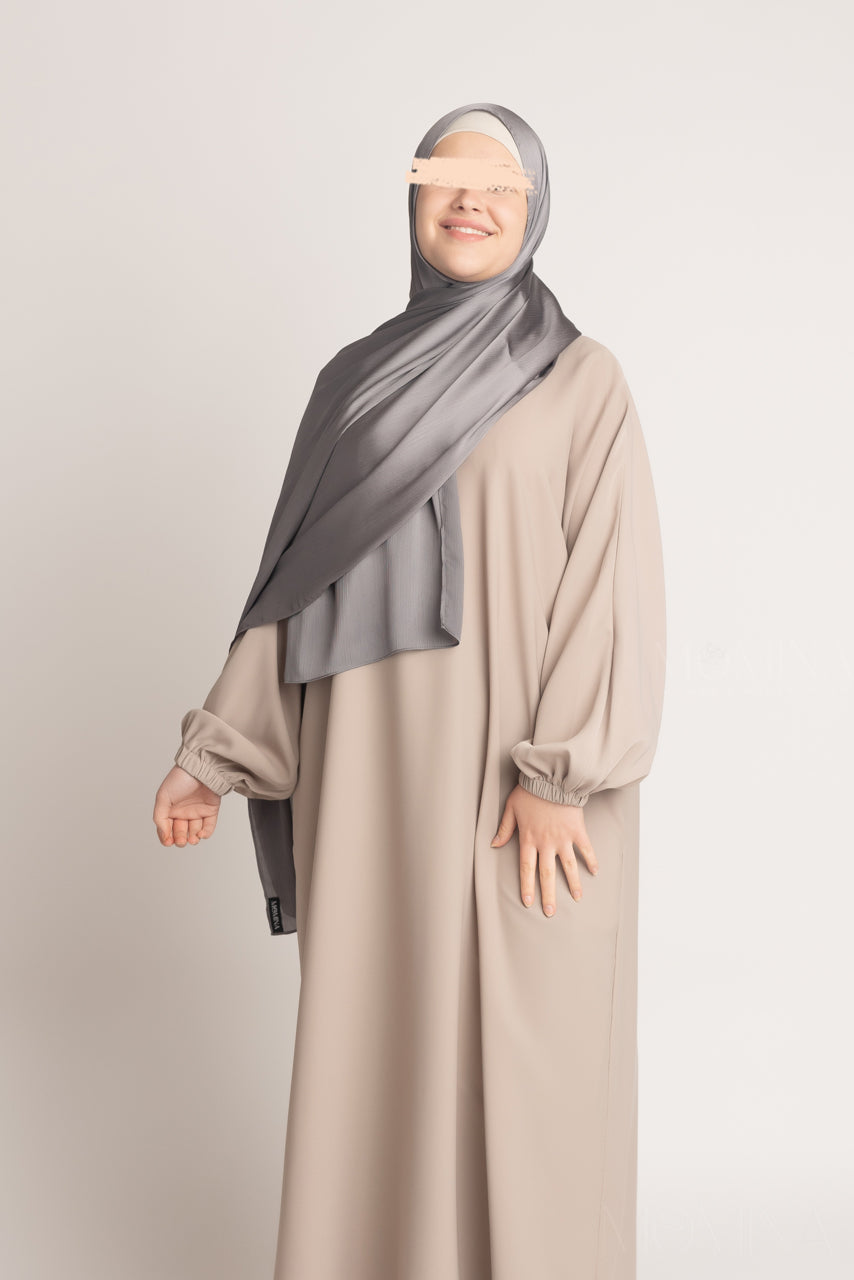 Satin Crinkle Hijab - Silver Gray