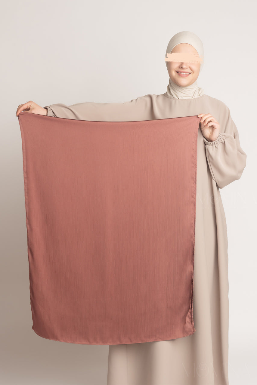 Hijab froissé en satin de soie - bronzé