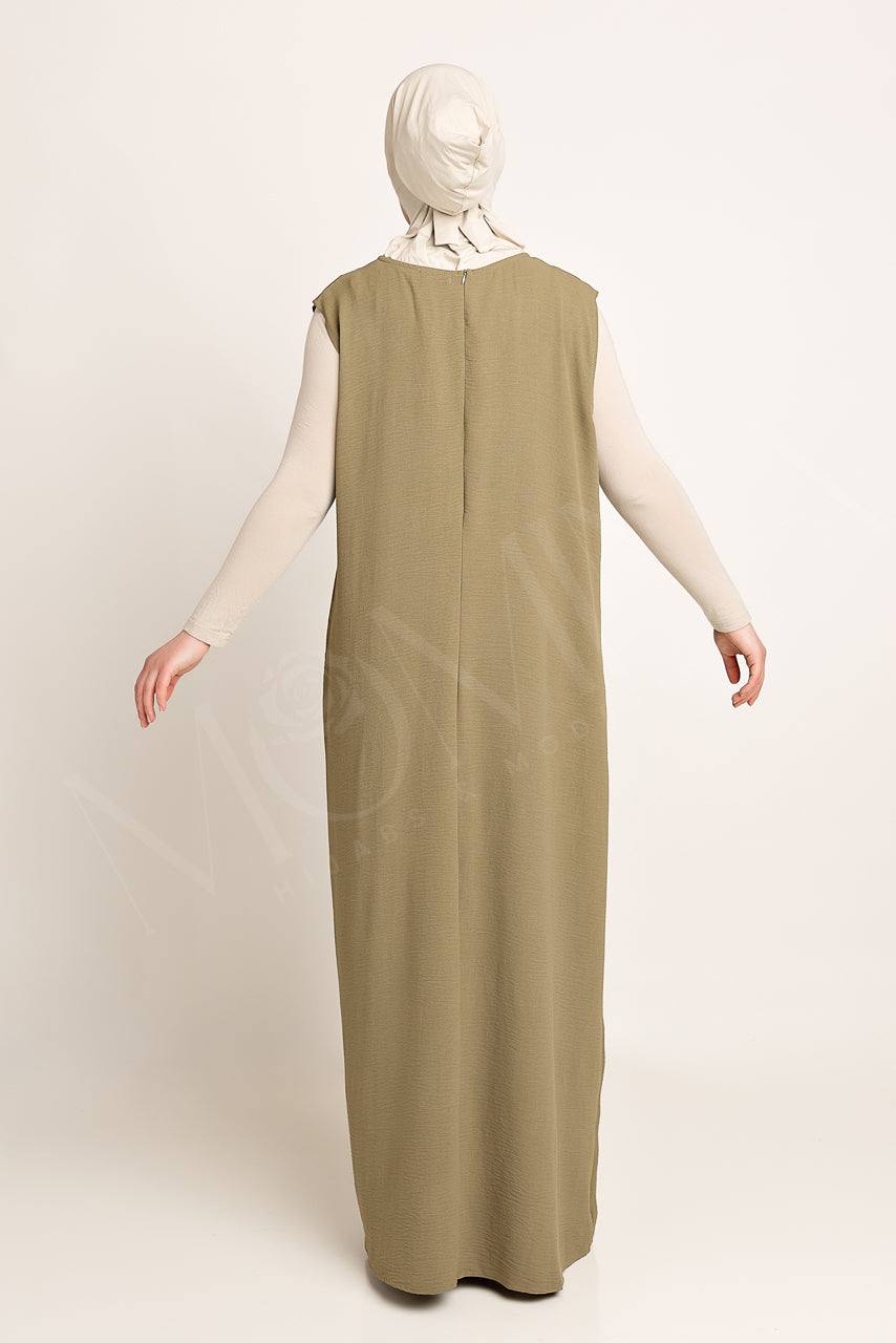 Amani Textured Abaya Inner - Olive - Momina Hijabs & Modestwear ™