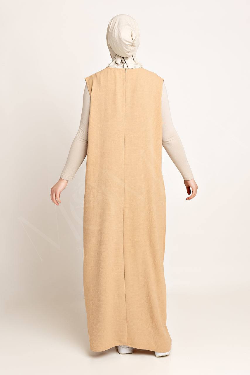 Amani Textured Abaya Inner - Peanut - Momina Hijabs & Modestwear ™