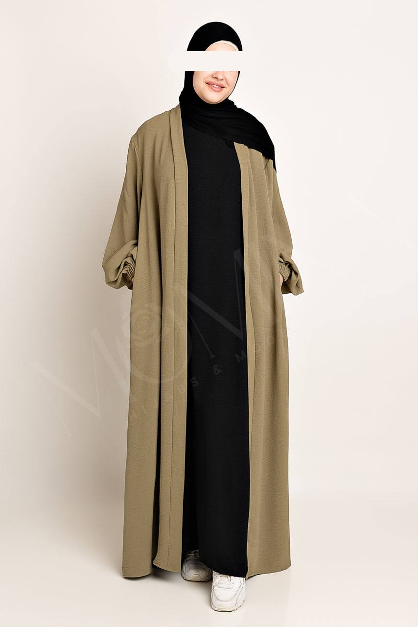 Amani Textured Abaya Outer - Olive - Momina Hijabs & Modestwear ™