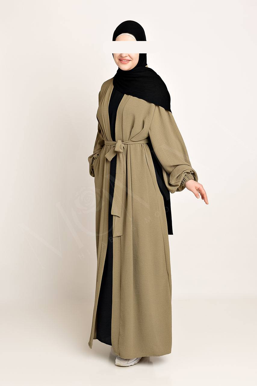 Amani Textured Abaya Outer - Olive - Momina Hijabs & Modestwear ™