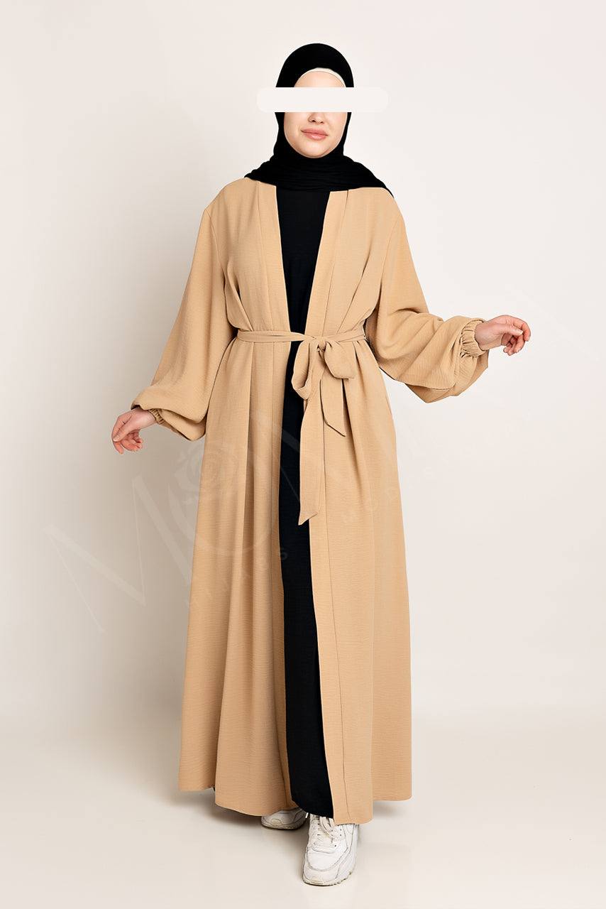 Amani Textured Abaya Outer - Peanut - Momina Hijabs & Modestwear ™