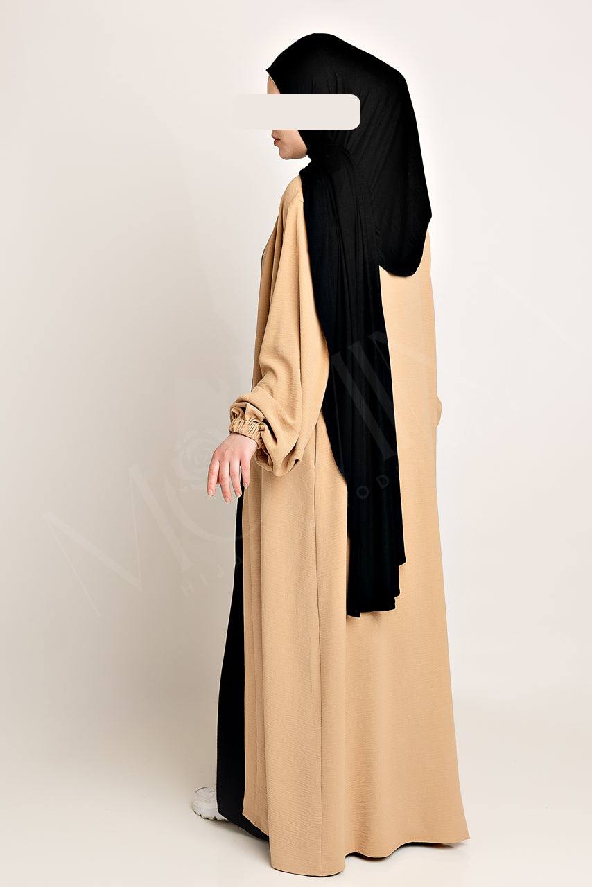 Amani Textured Abaya Outer - Peanut - Momina Hijabs & Modestwear ™