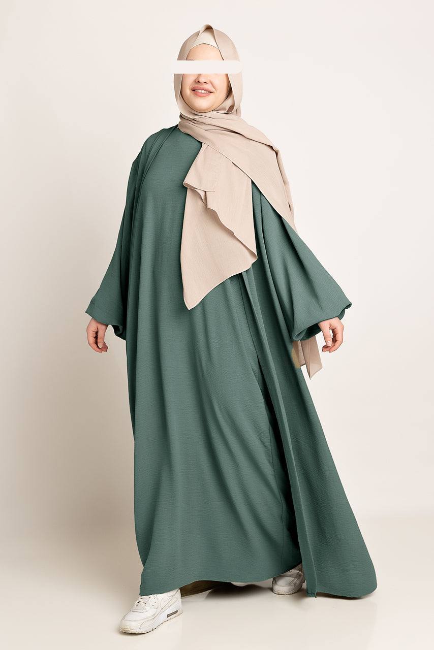 Amani Textured Abaya Set - Ash Blue - Momina Hijabs & Modestwear