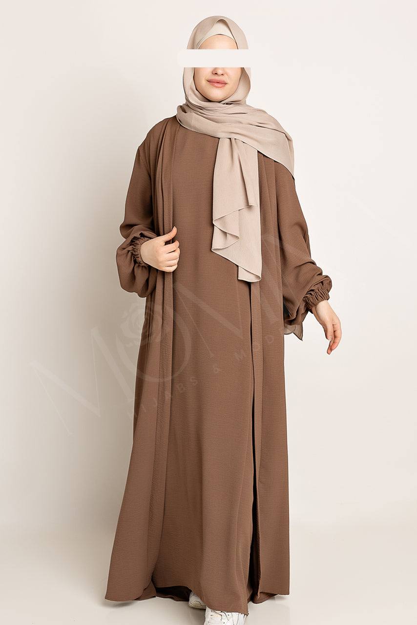 Amani Textured Abaya Set - Cocoa Brown - Momina Hijabs & Modestwear ™