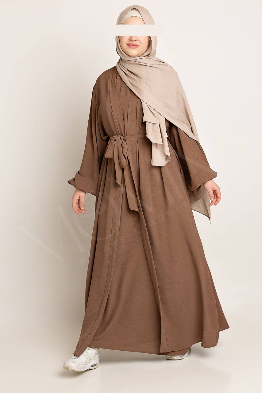 Amani Textured Abaya Set - Cocoa Brown - Momina Hijabs & Modestwear ™