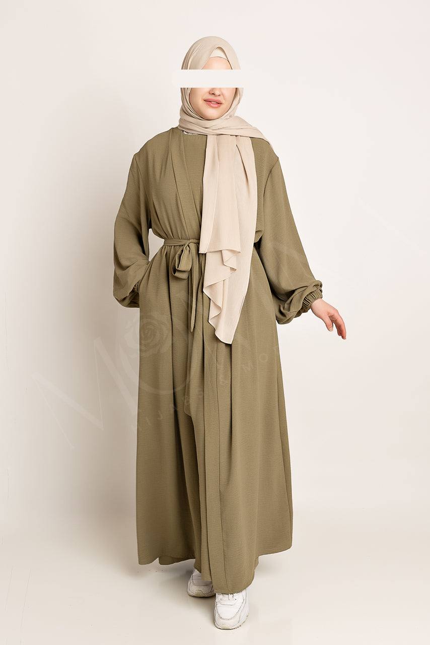 Amani Textured Abaya Set - Olive - Momina Hijabs & Modestwear ™