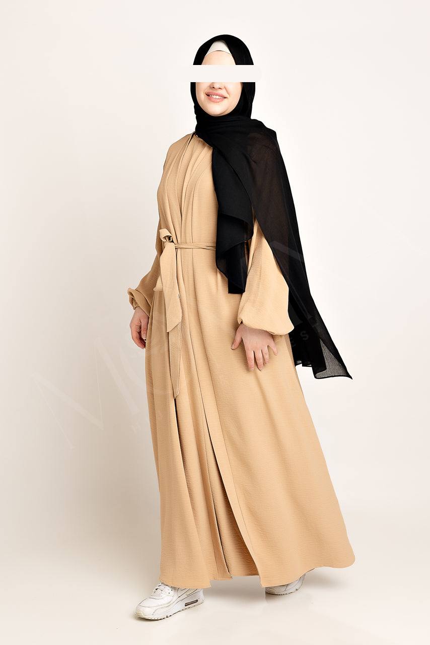 Amani Textured Abaya Set - Peanut - Momina Hijabs & Modestwear ™