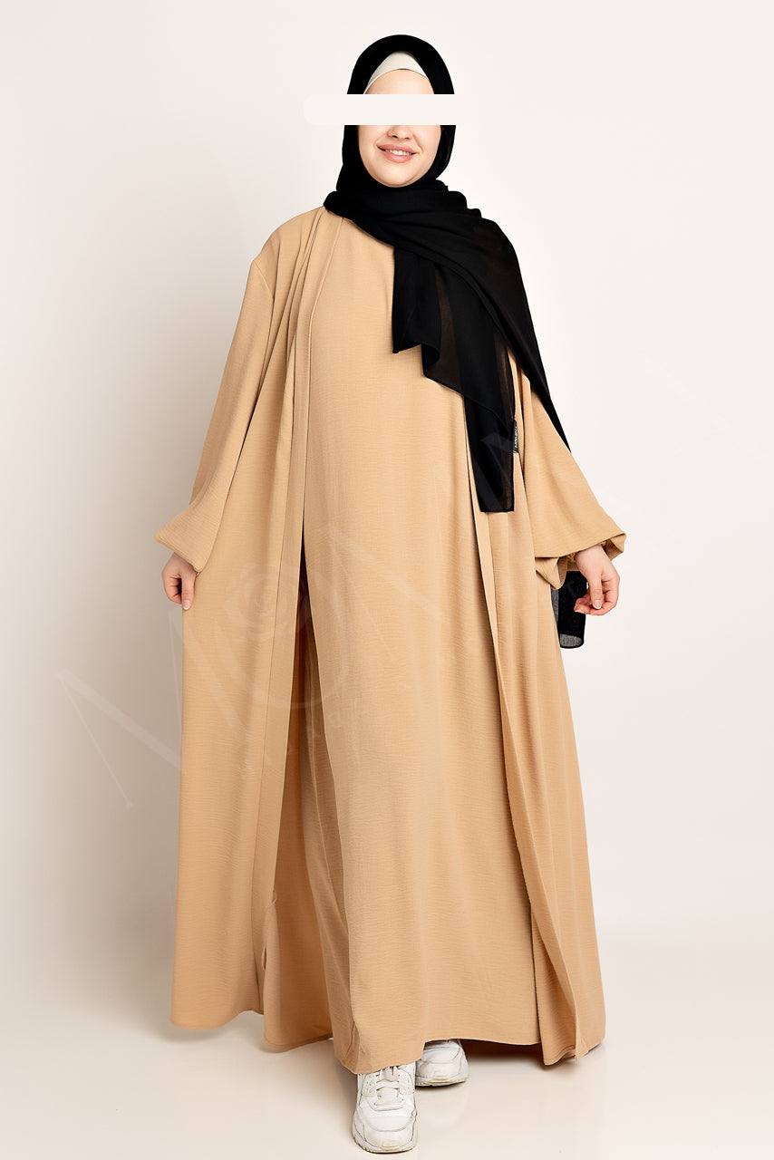 Amani Textured Abaya Set - Peanut - Momina Hijabs & Modestwear ™