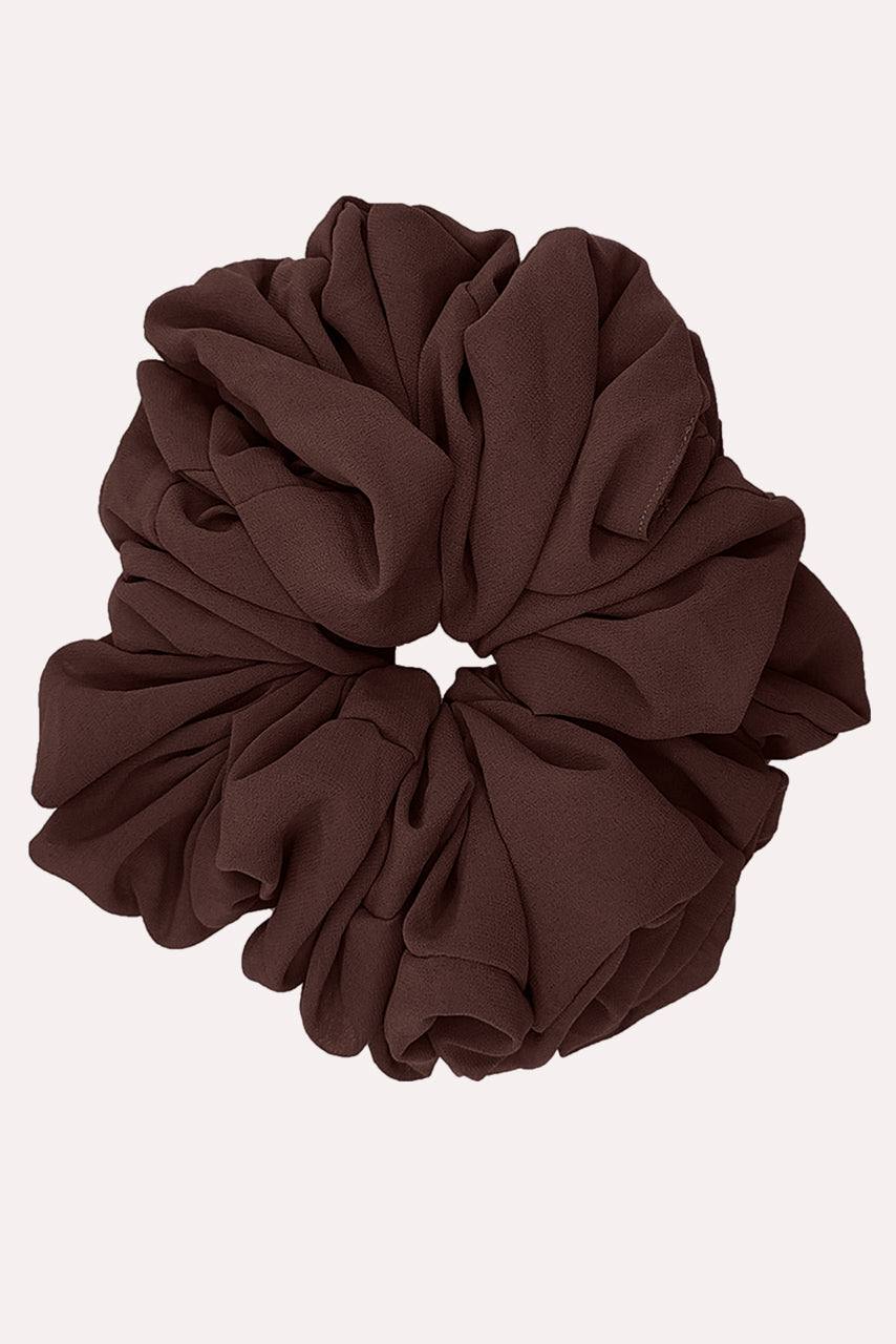 Dark Chocolate Chiffon Hijab Scrunchie by Momina Hijabs