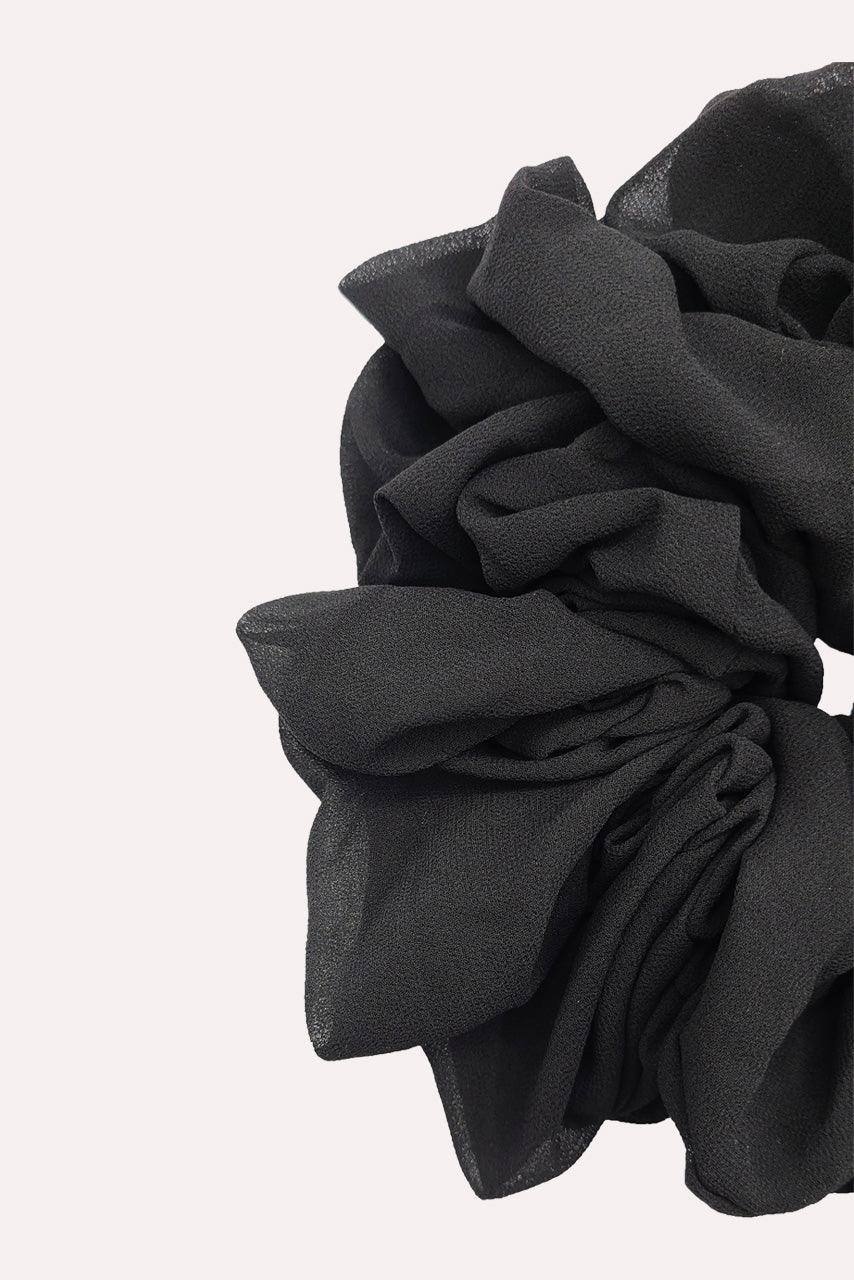 Chiffon Hijab Scrunchie - Pitch Black - Momina Modestwear