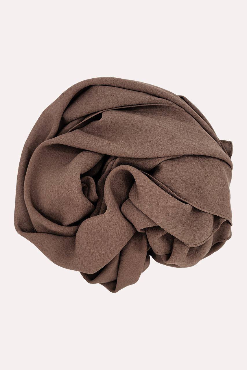 Brown Classic Chiffon Hijab - Cocoa - Rolled