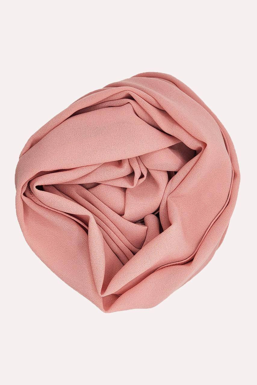 Pink Classic Chiffon Hijab - Soft Pink - Rolled