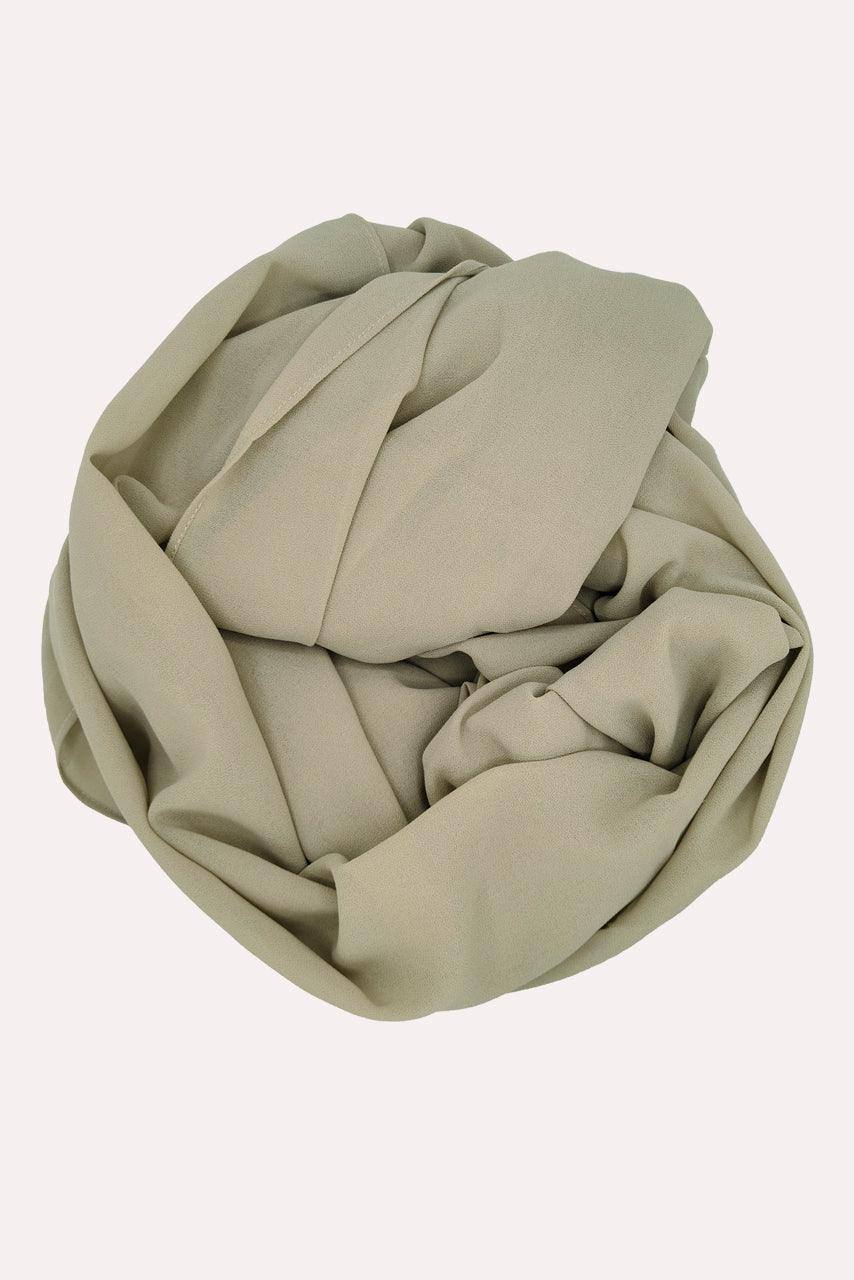 Warm Grey Classic Chiffon Hijab -Stone - Rolled