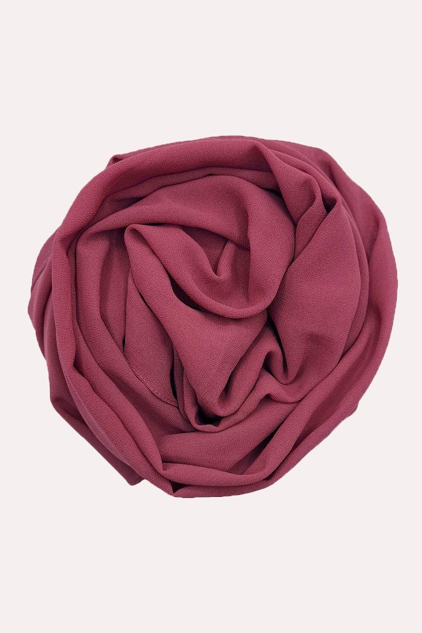 Muted Red Classic Chiffon Hijab - Strawberry - Rolled