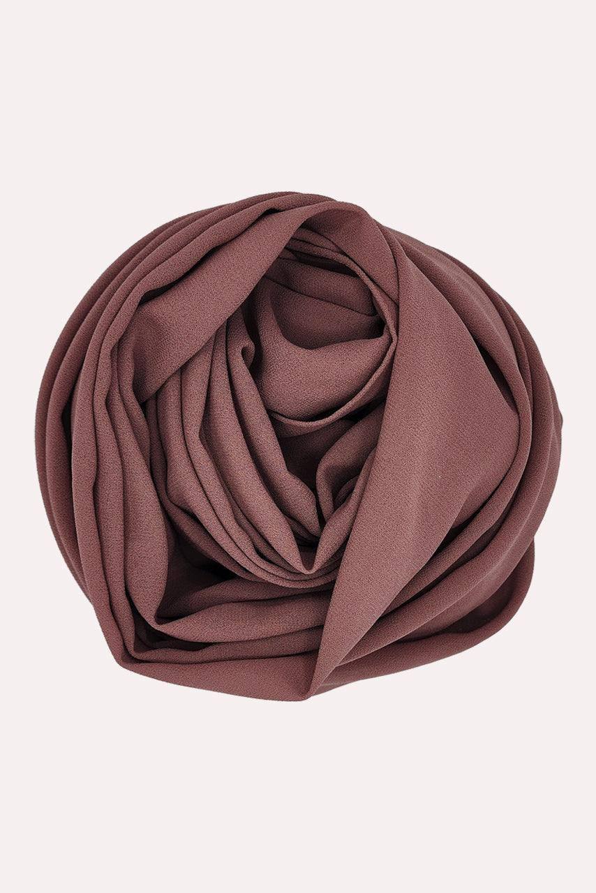 Brown Classic Chiffon Hijab - Truffle - Rolled