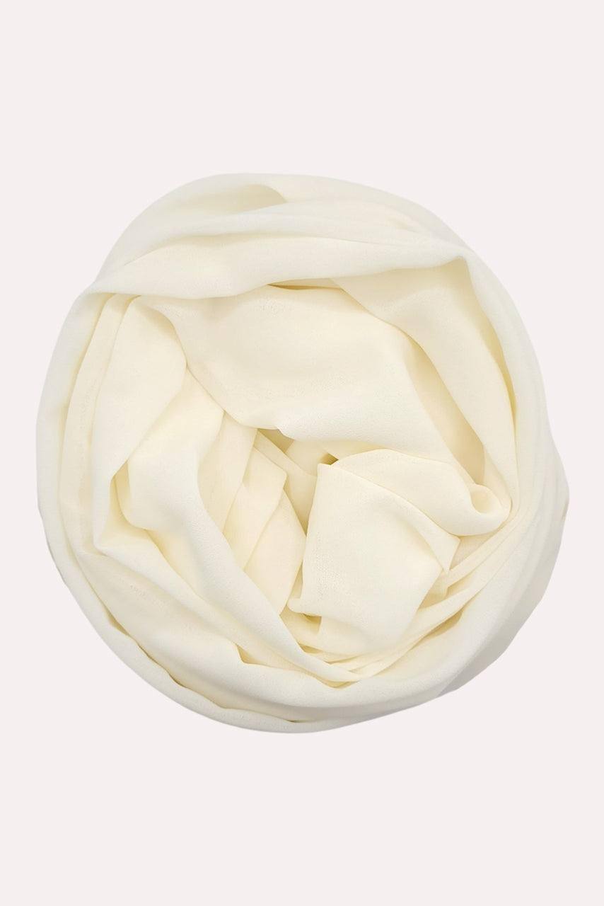 Cream Classic Chiffon Hijab - White Chocolate - Rolled